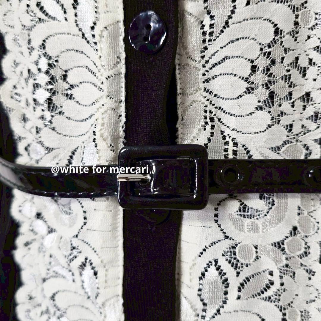 米国百貨店購入 エレガンス白レース装飾シルク100ベルト付きニット