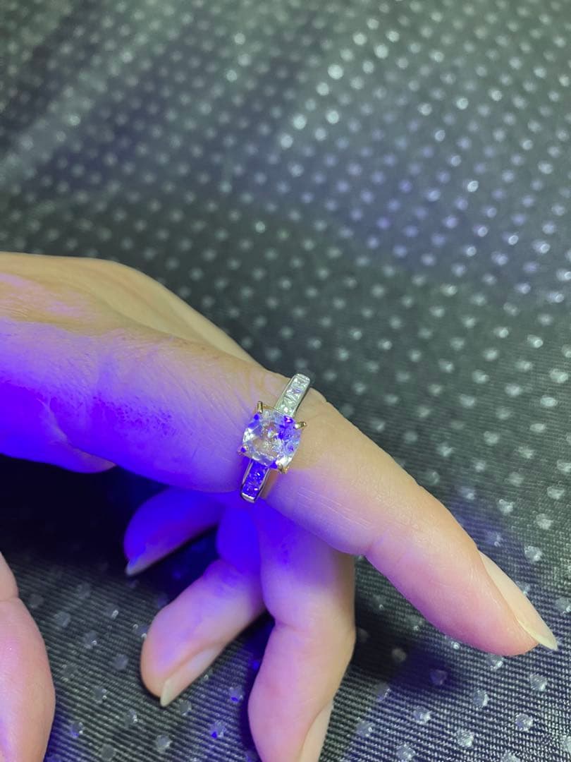 天然オイルインクオーツ　シルバー925リング キュービックジルコニア