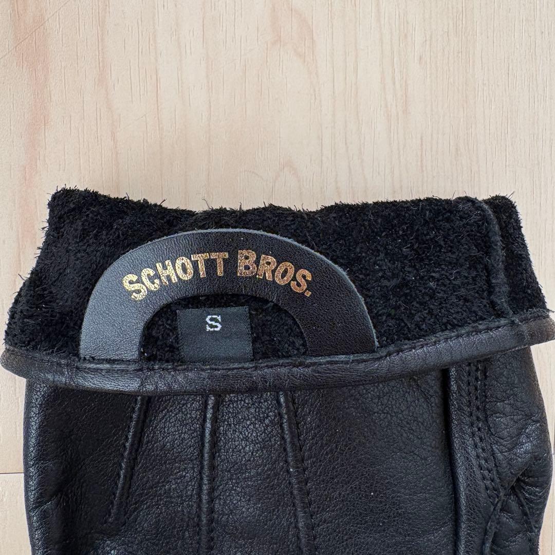 湯*様 Schott ショット レザーグローブ ワンスター Sサイズ ブラック