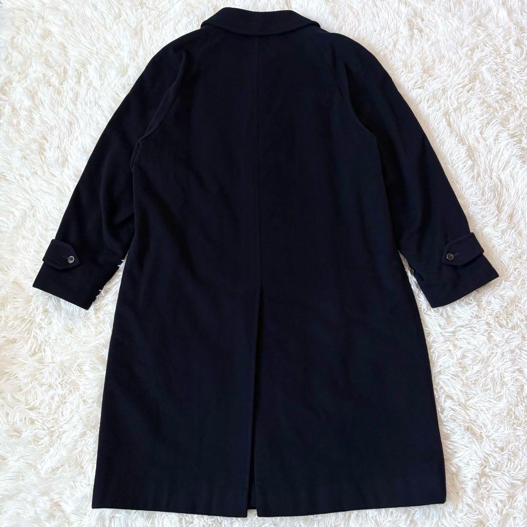 BURBERRY バーバリー カシミヤ混 ステンカラーコート 比翼 ネイビー