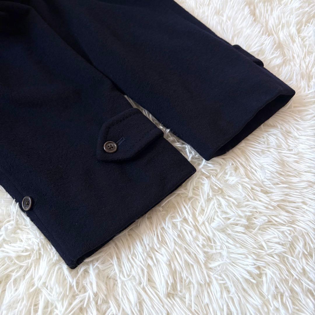 BURBERRY バーバリー カシミヤ混 ステンカラーコート 比翼 ネイビー