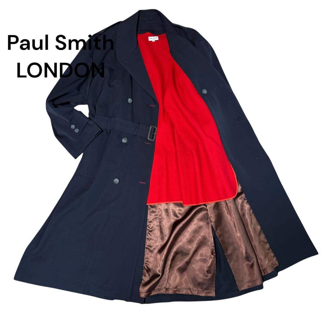 【あしゅ】ポールスミスロンドン　ウールトレンチコートネイビーライナー付