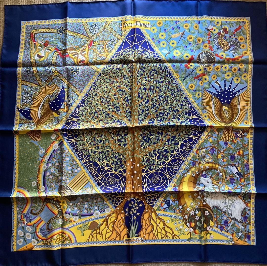 【最終価格】エルメス　スカーフ　カレ90 世界の中心軸　Axis Mundi
