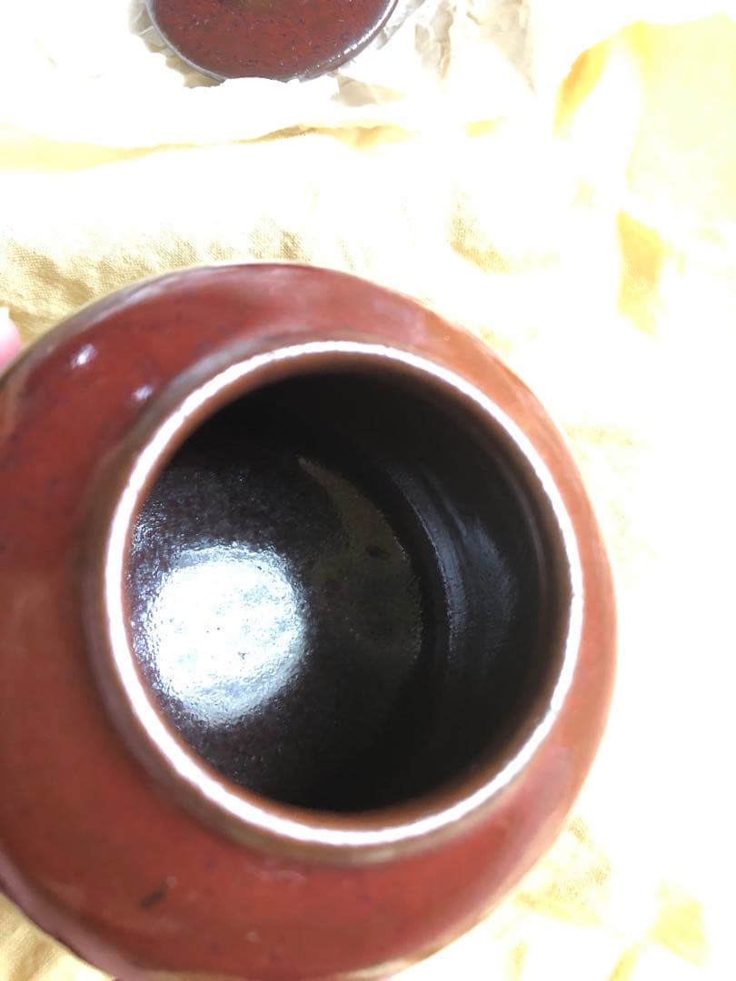 鉄砂　茶入　安東五　氏作　共箱入　替蓋付き