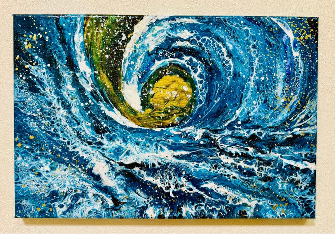 原画 抽象画 【 進心の鼓動波 - Shinshin no Kodoha - 】