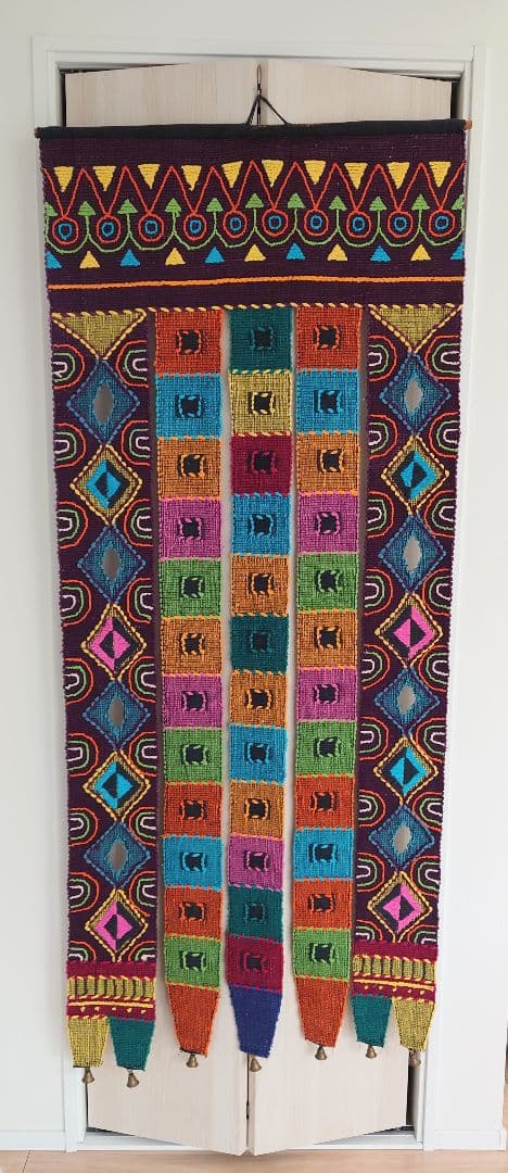民族　厚手編み暖簾　170cm×70cm　アジアン　メキシコ　エスニック