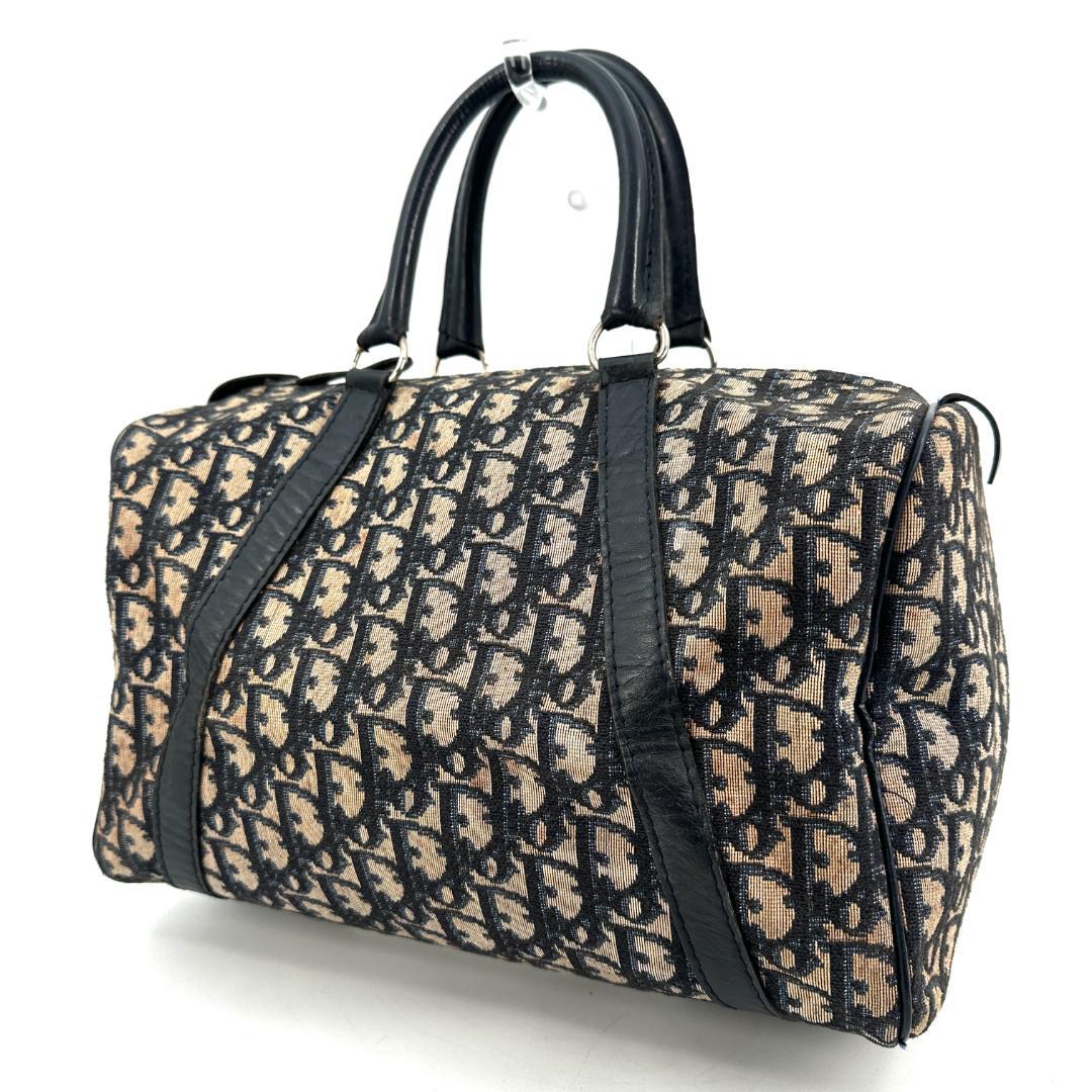 DIOR トロッター柄ミニボストンバッグ ハンドバッグ 黒 ブラック　内観美品