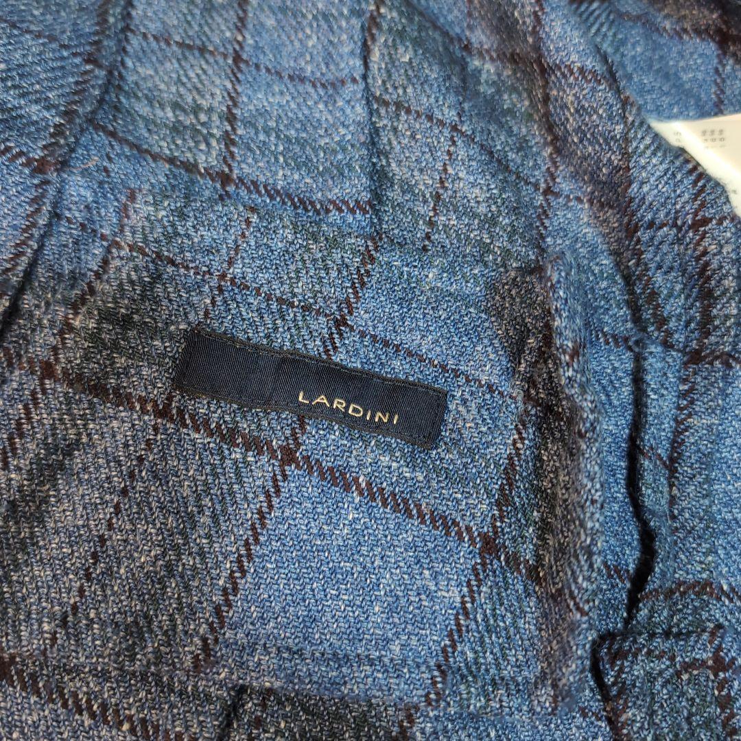 LARDINI×ロロピアーナ高級生地 チェック柄ウールシルクリネン混ベスト 36