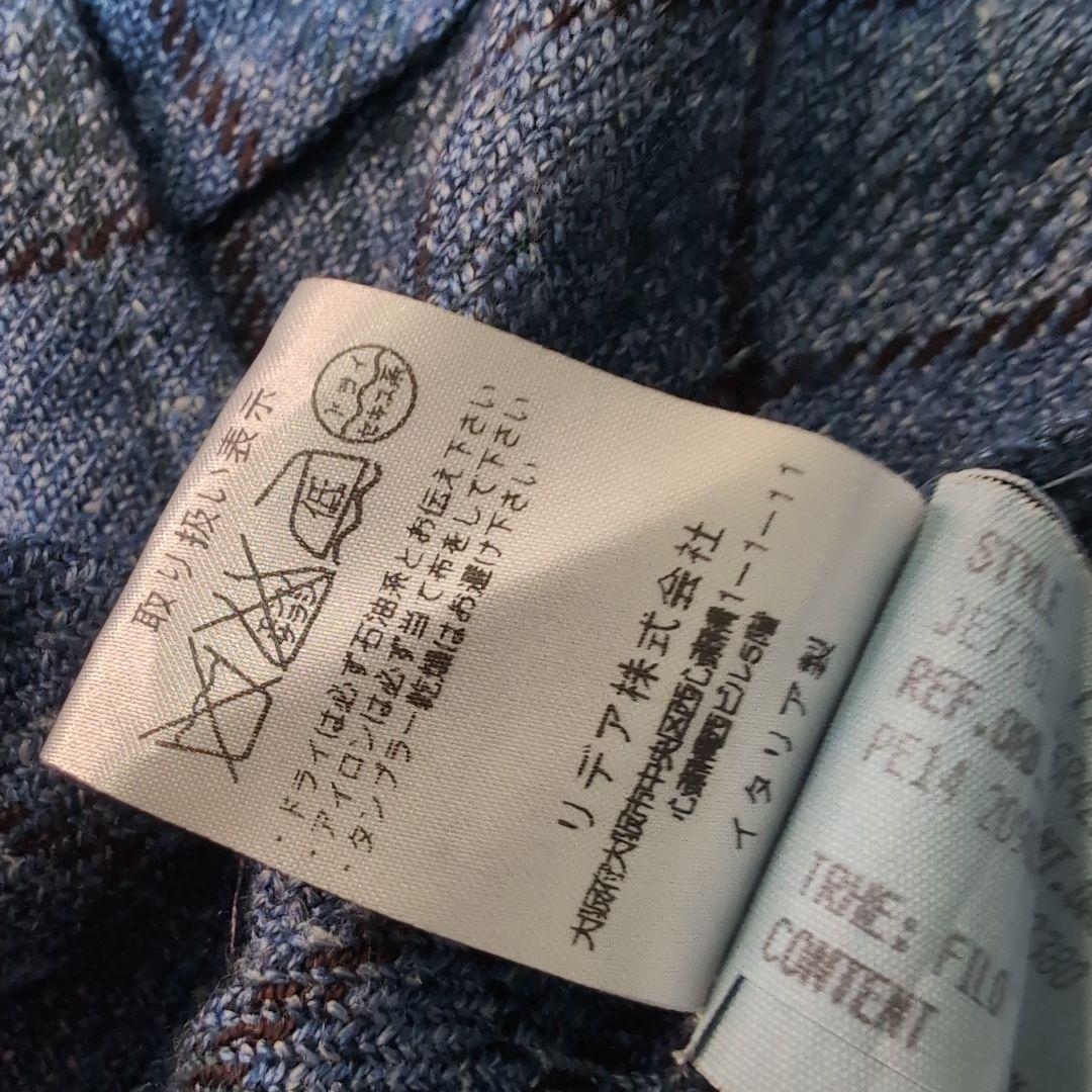 LARDINI×ロロピアーナ高級生地 チェック柄ウールシルクリネン混ベスト 36