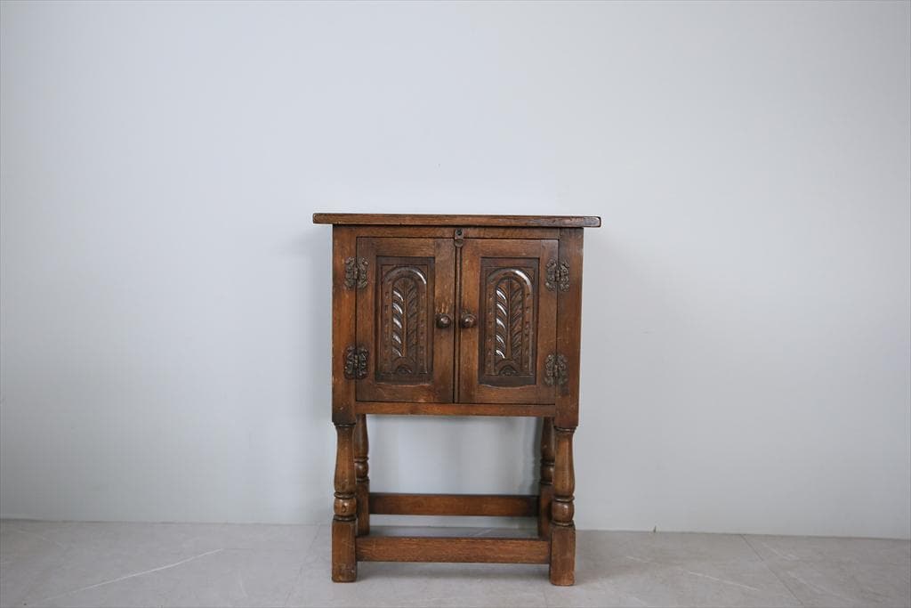 英国アンティーク木製カップボード/キャビネット/キッチン収納/飾り棚92-230