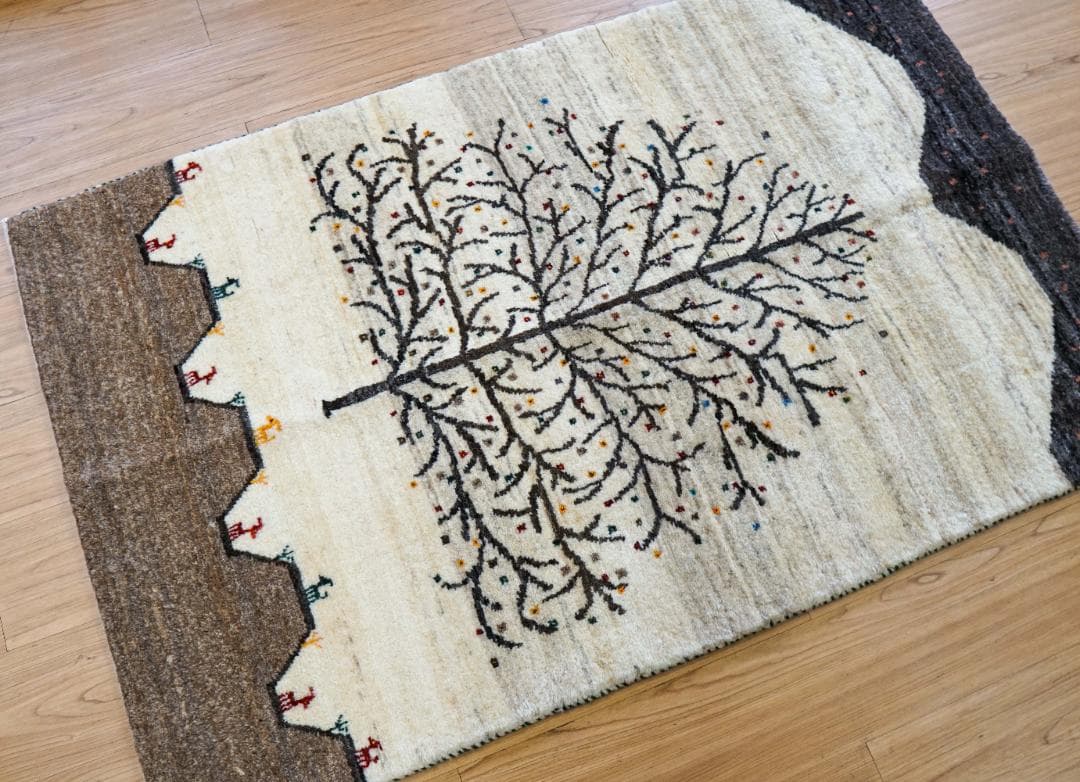 141×86cm ペルシャギャッベ 手織り カシュクリギャベ