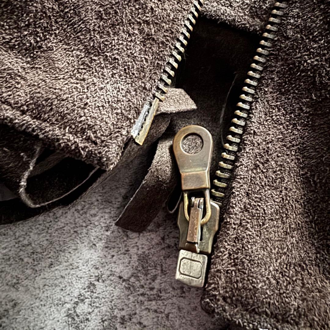 vintage レザージャケット　ウエスタン　フリンジ　ギミック　イタリア製　L