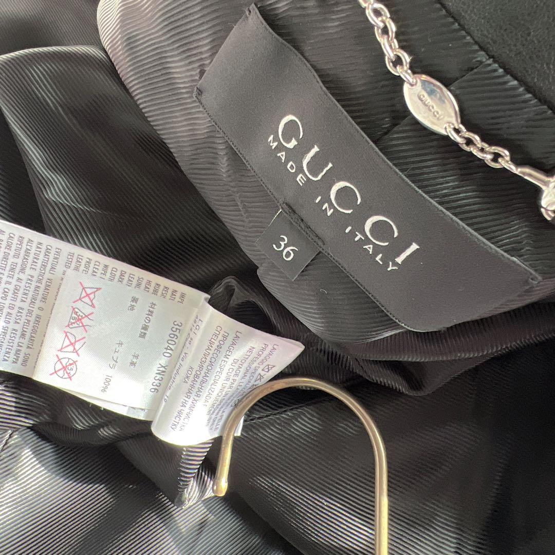 極美品　GUCCI グッチ レザーテーラードジャケット ブラック　ブルゾン　本革