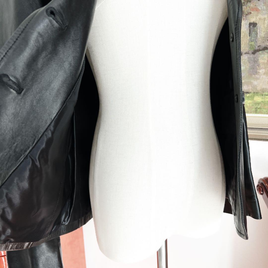 極美品　GUCCI グッチ レザーテーラードジャケット ブラック　ブルゾン　本革