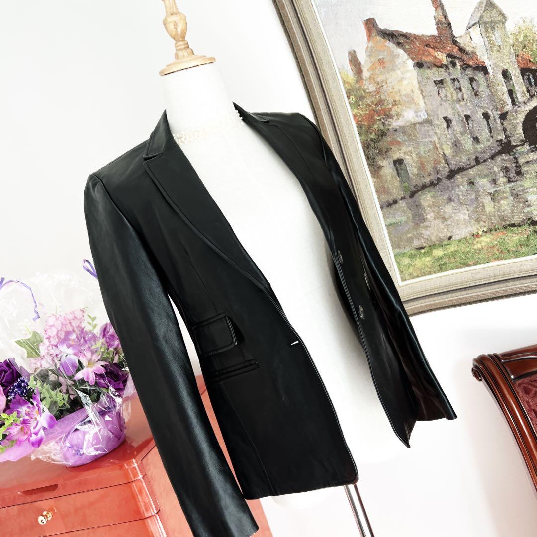 極美品　GUCCI グッチ レザーテーラードジャケット ブラック　ブルゾン　本革