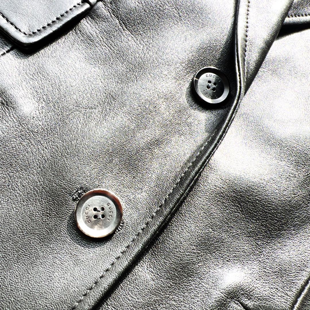 極美品　GUCCI グッチ レザーテーラードジャケット ブラック　ブルゾン　本革