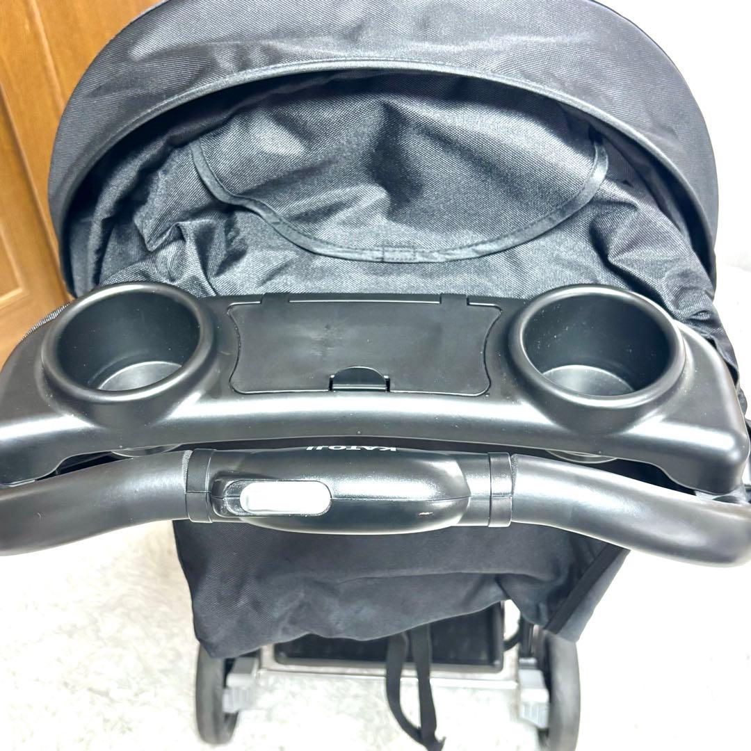 ✨極美品✨KATOJIベビーカー 二人でゴーDX　ブラック黒　レインカバー付き