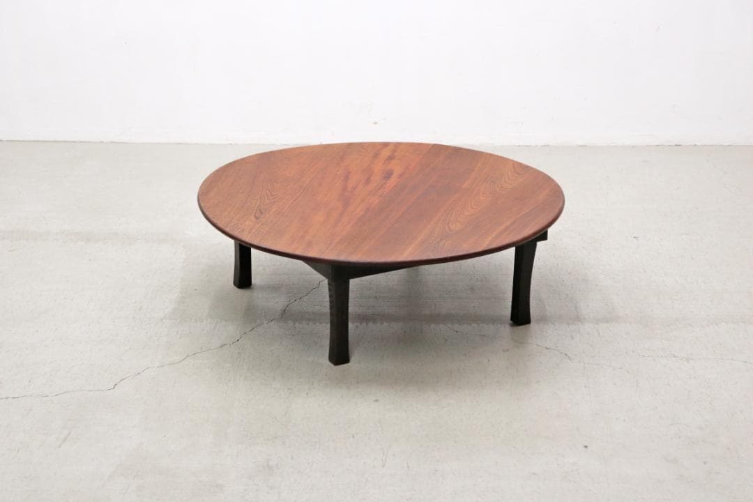 レトロ ちゃぶ台 円卓 円型 座卓 机 ローテーブル テーブル 無垢材 折り畳み