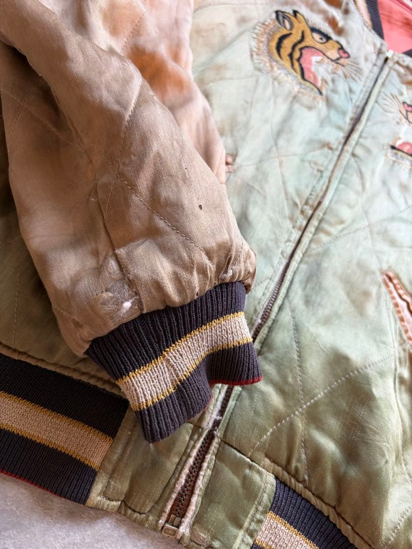 s*s様 80s ヴィンテージ リバーシブル 虎 刺繍 スカジャン M