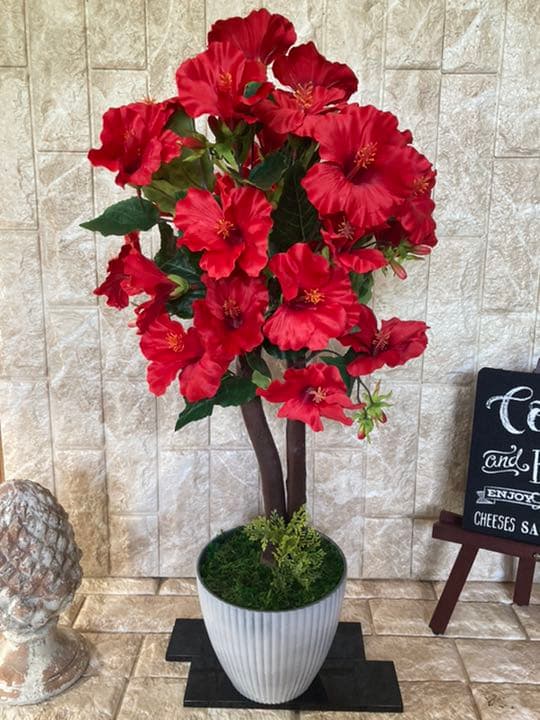 光触媒　人工観葉植物　ウォールグリーン   造花　インテリア　ハイビスカス69
