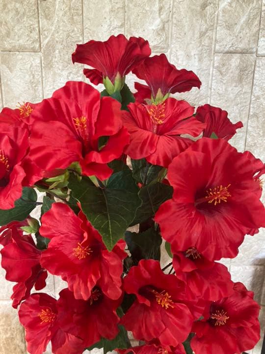 光触媒　人工観葉植物　ウォールグリーン   造花　インテリア　ハイビスカス69