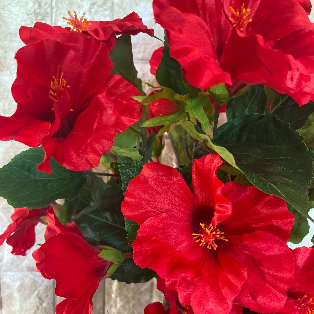 光触媒　人工観葉植物　ウォールグリーン   造花　インテリア　ハイビスカス69