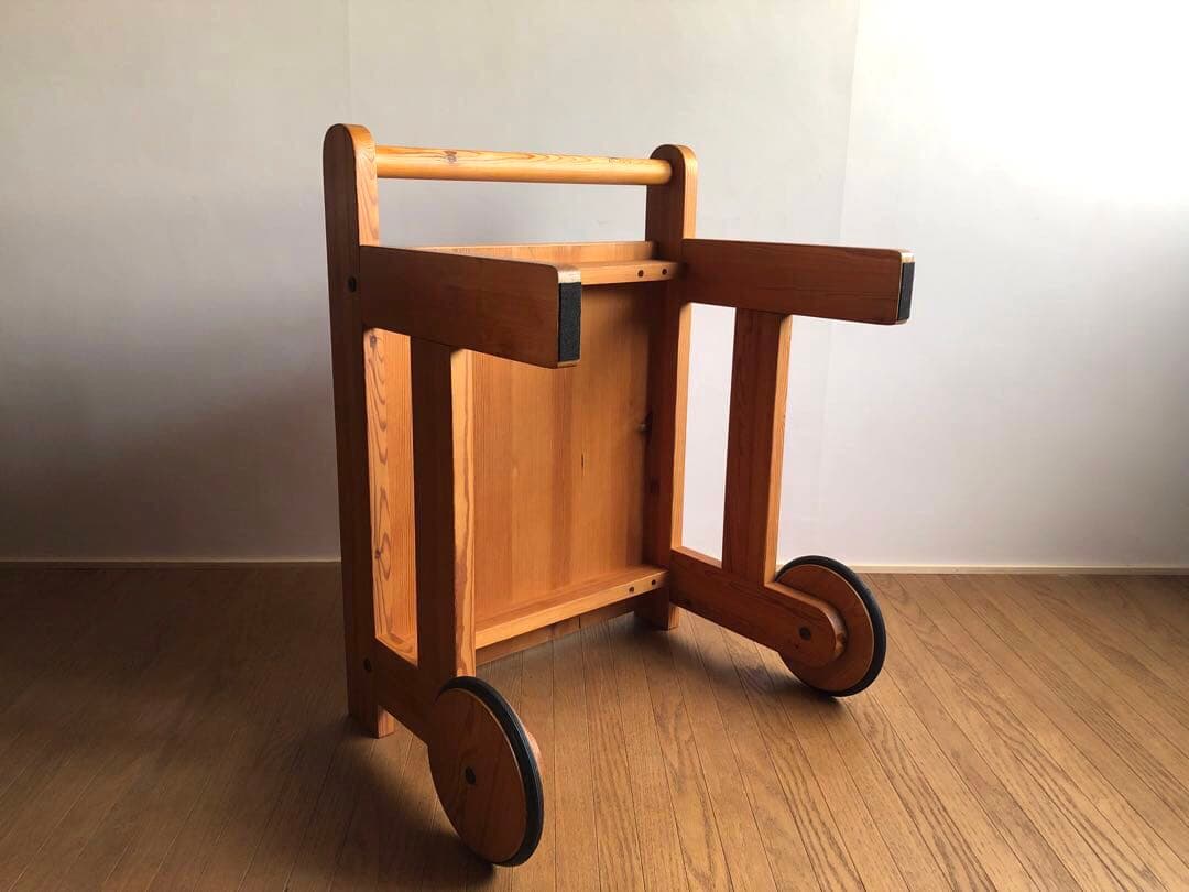 北欧ヴィンテージ スウェーデン製 パイン材 ワゴン トローリー サイドテーブル