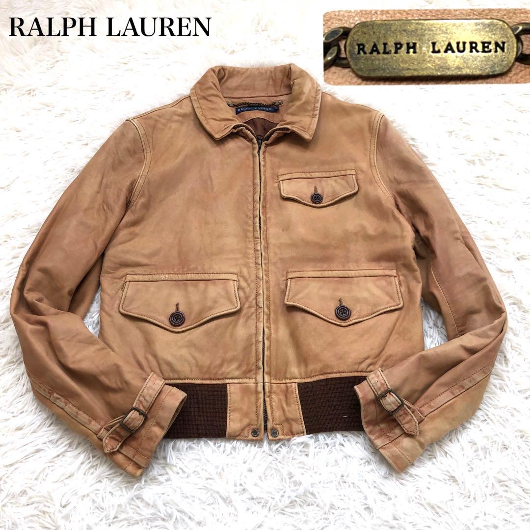 【入手困難】激レア ラルフローレン レザー ライダースジャケット　ロゴプレート