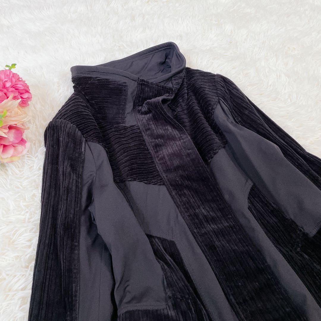 極美品　エイココンドウ　コーデュロイ　異素材切替　ロングコート　秋冬　42