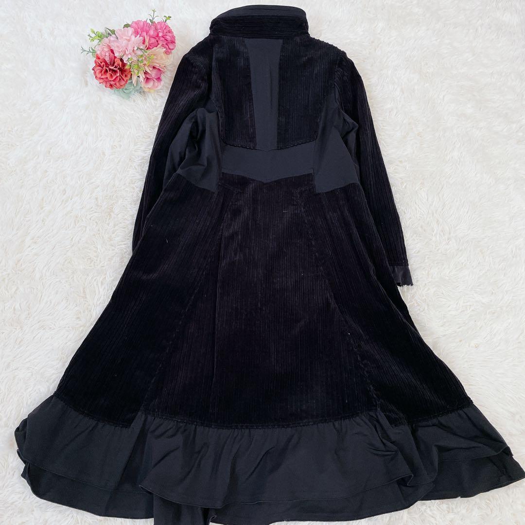 極美品　エイココンドウ　コーデュロイ　異素材切替　ロングコート　秋冬　42