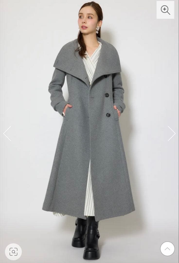 rienda 25オーバーネックシンデレララインコート グレー