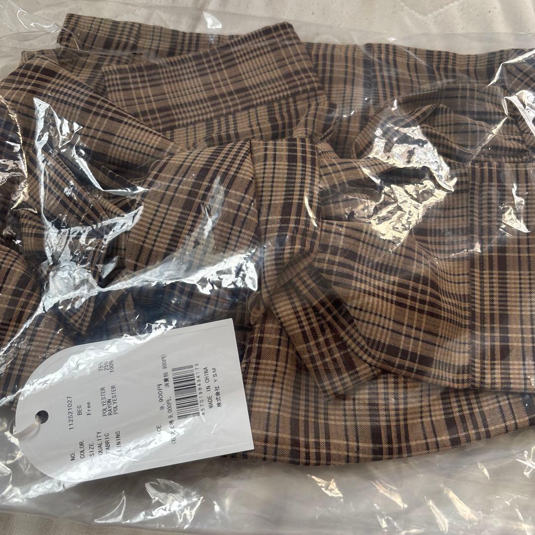 【値下げ】タータンチェックリボンベアトップ ダーリッチ BEG darich