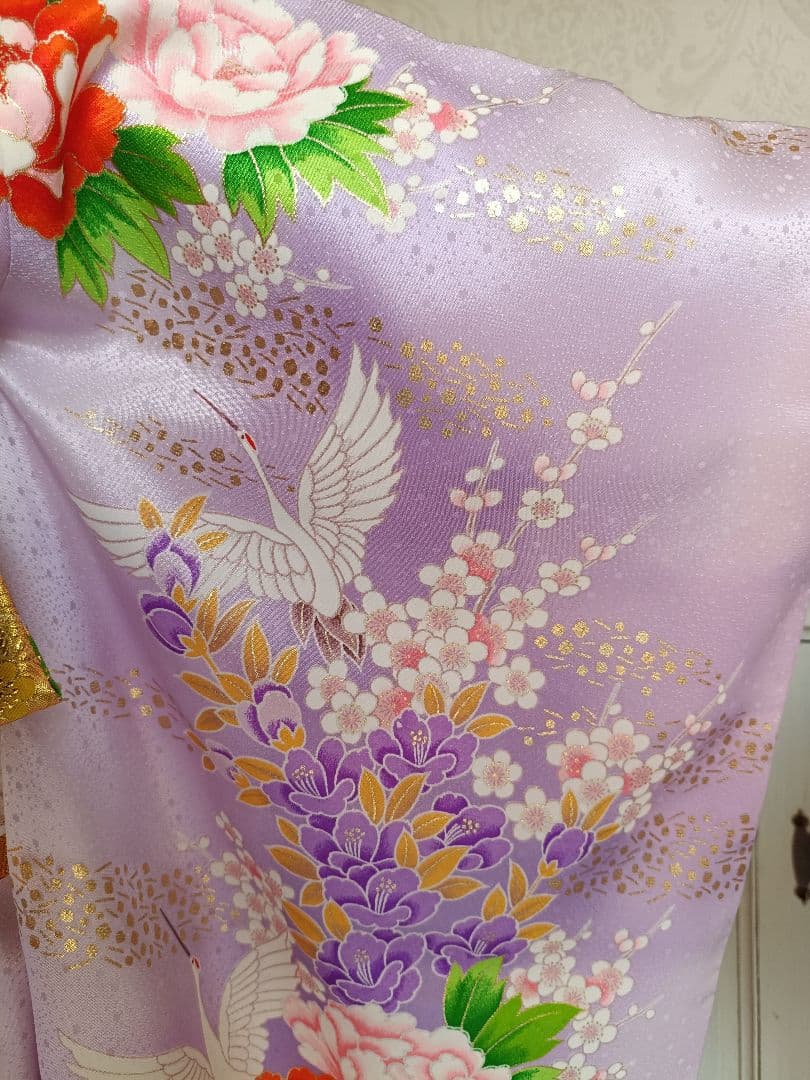 薄紫の着物と金の作り帯☆七五三７歳セット