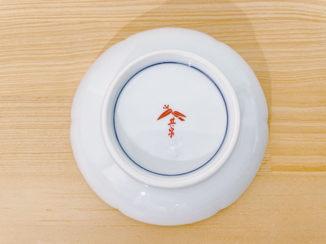 Jerry其泉窯 角二段重 錦日輪赤玉瓔珞文 小皿 錦日輪赤玉瓔珞文