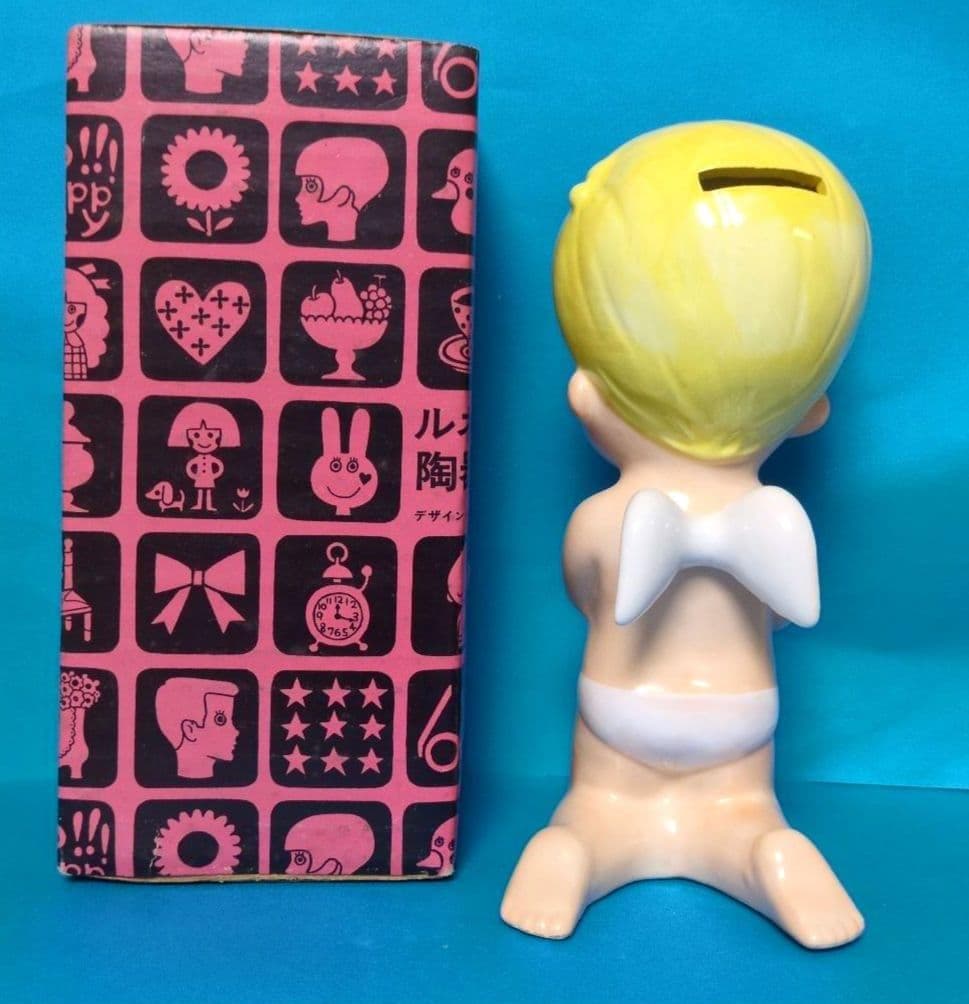 希少1960年代内藤ルネDesigお花を持ったちびっこ天使【外箱あり】