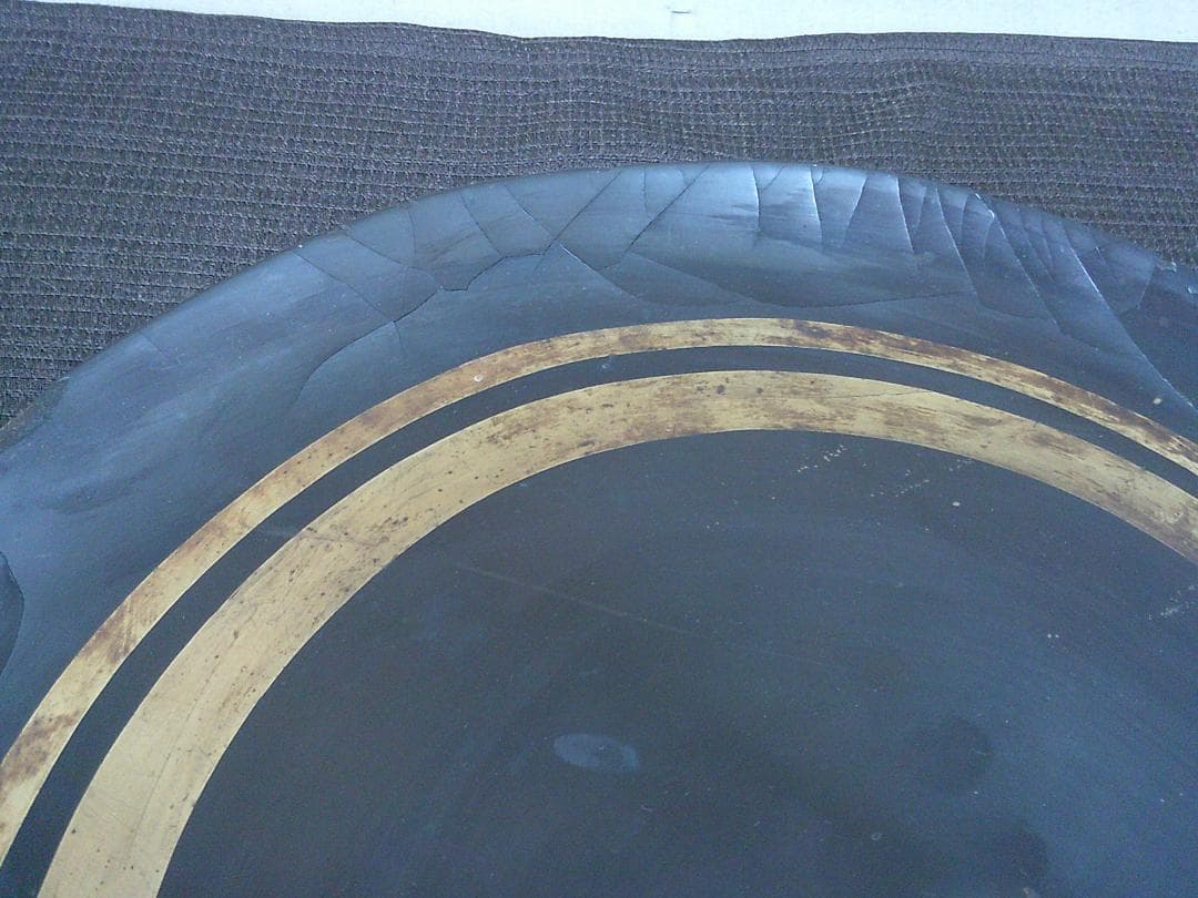 【陣笠　金彩線状文　家紋　年代物・N21・武具甲冑 】刀装具　縁頭 鍔目貫　外装