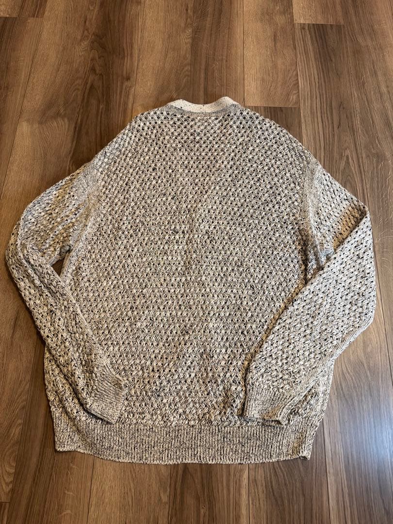 【美品】YOKE MESHED KNIT CARDIGAN(FOG WHITE)