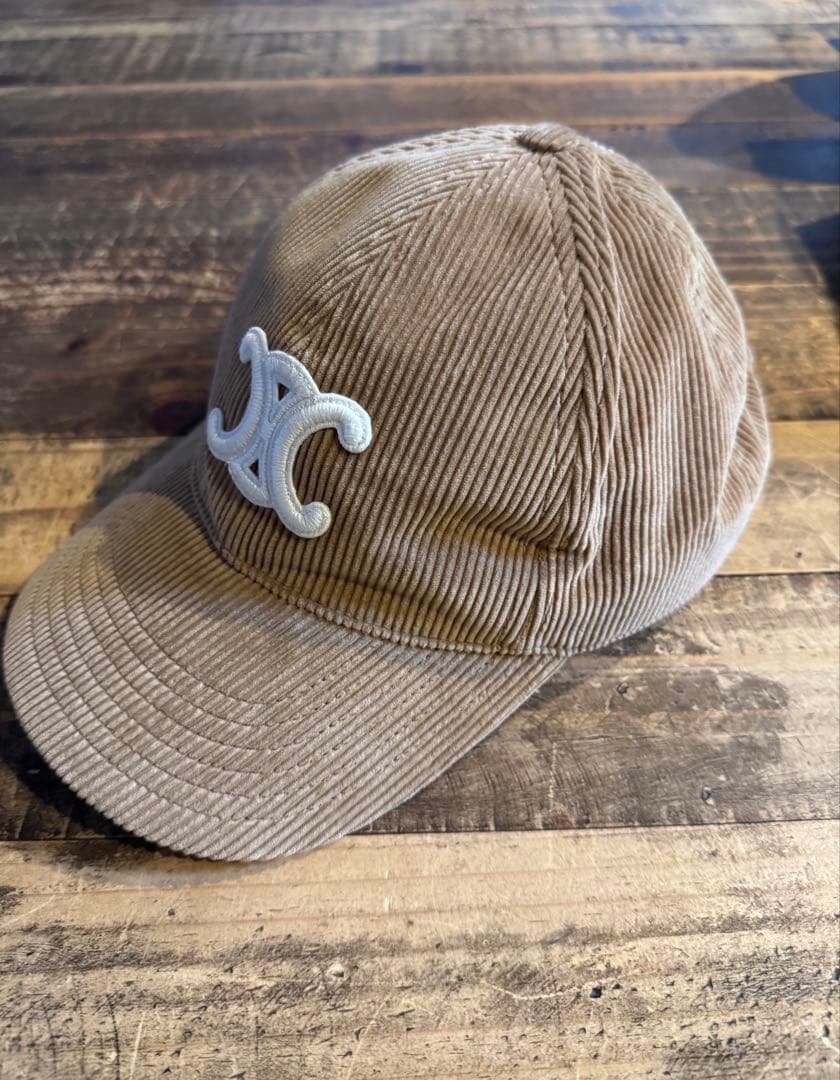 CELINE トリオンフ ベースボールキャップ コーデュロイ キャメル