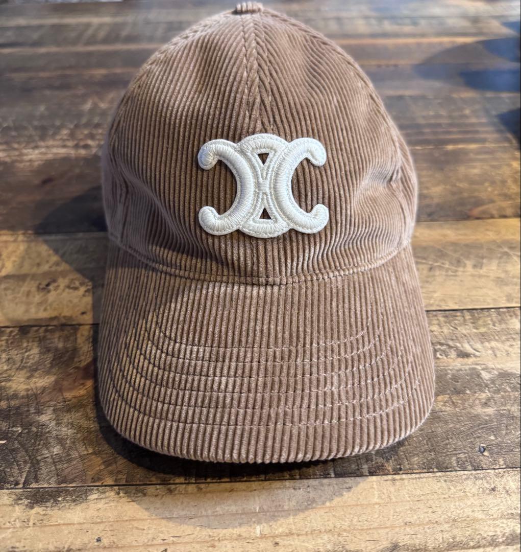 CELINE トリオンフ ベースボールキャップ コーデュロイ キャメル