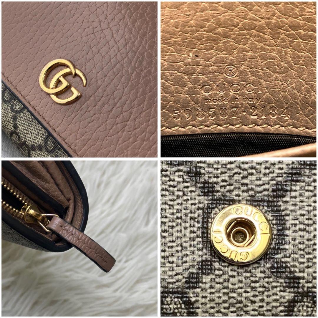 極美✨GUCCI 二つ折り財布 GG マーモント レザー ベージュ