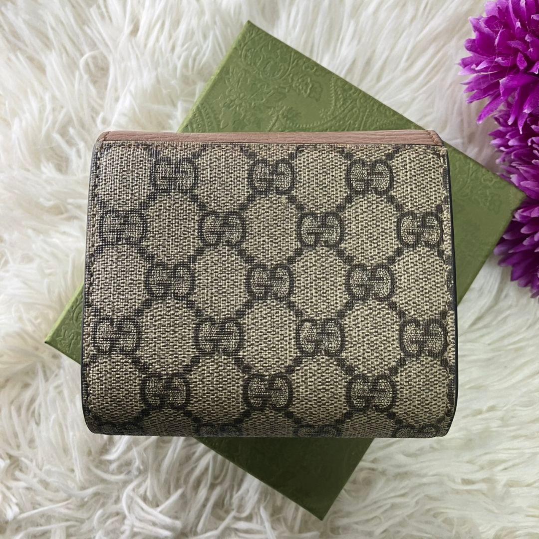 極美✨GUCCI 二つ折り財布 GG マーモント レザー ベージュ