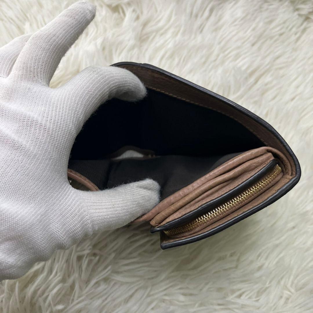 極美✨GUCCI 二つ折り財布 GG マーモント レザー ベージュ