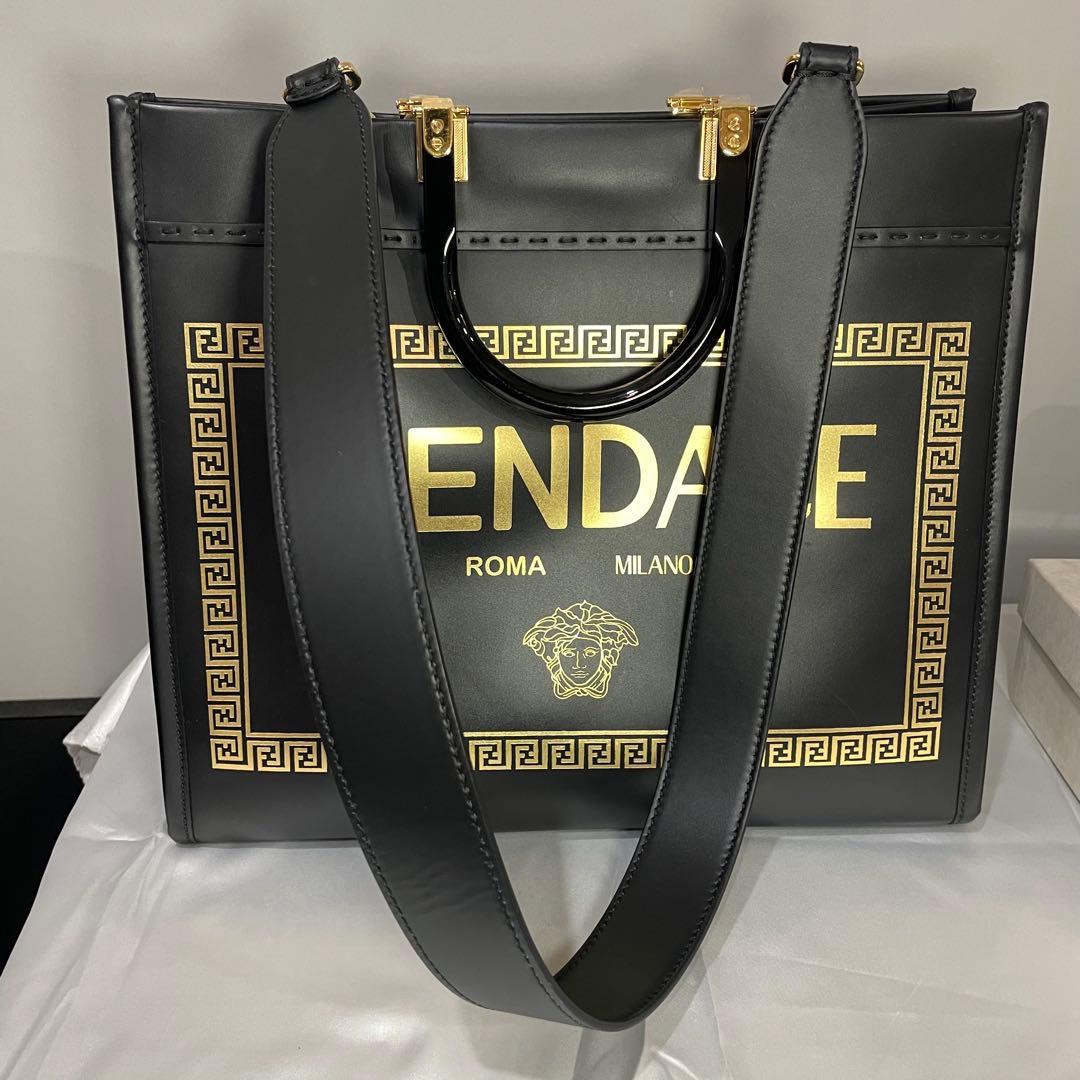 【鑑定済み】フェンダーチェ (FENDACE) トートバッグ ブラック レザー