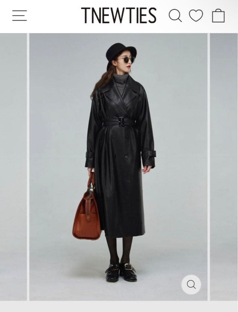 黒幕の登場　ダブルブレストフェイクレザーコート　tnewties