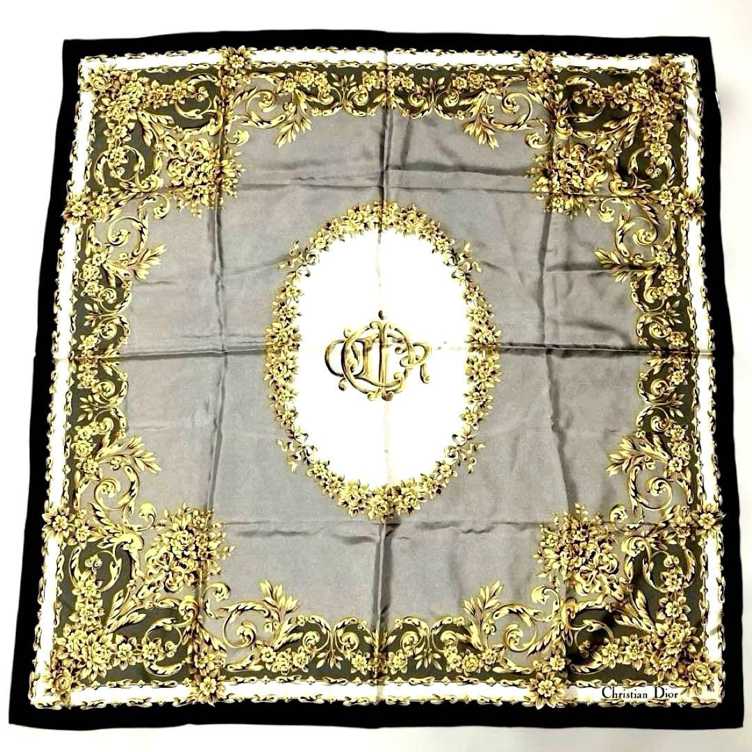 Christian Dior スカーフ　★大判カレ.美品.シルク100.タグ付き