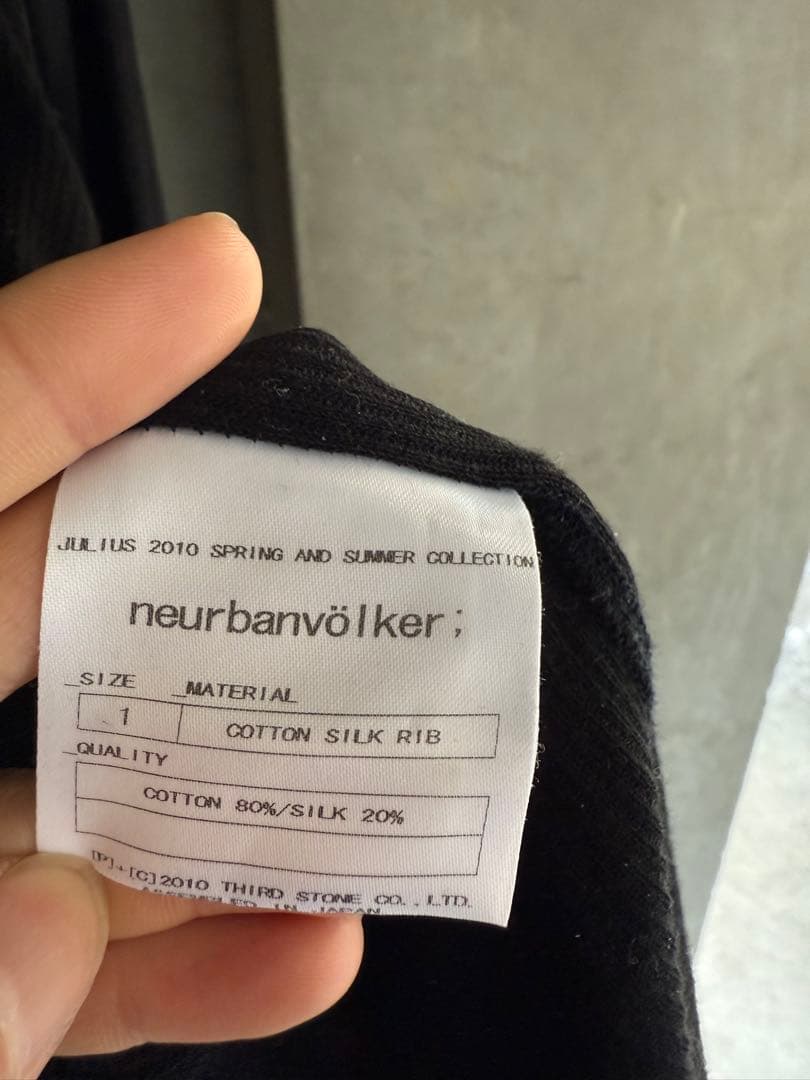 トップス JULIUS 2010SS Black Cotton-Silk L/S Tee