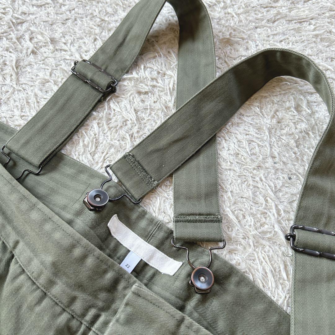 美品　FIRMUM スーピマヘリンボーンツイルサカナヤパンツ　カーキ　サロペット