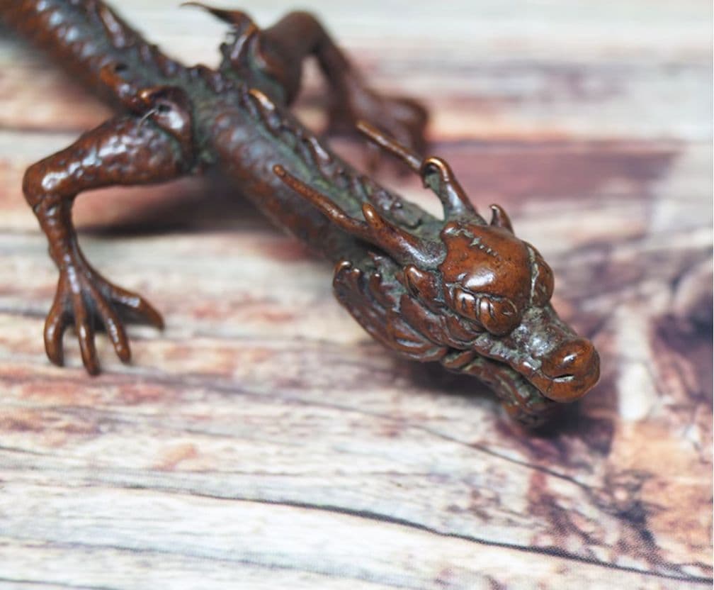 銅器 蘇工手作 竜筆架 筆棚 鎮紙 竜置物 茶寵 装飾品 工芸品 美術品 置物