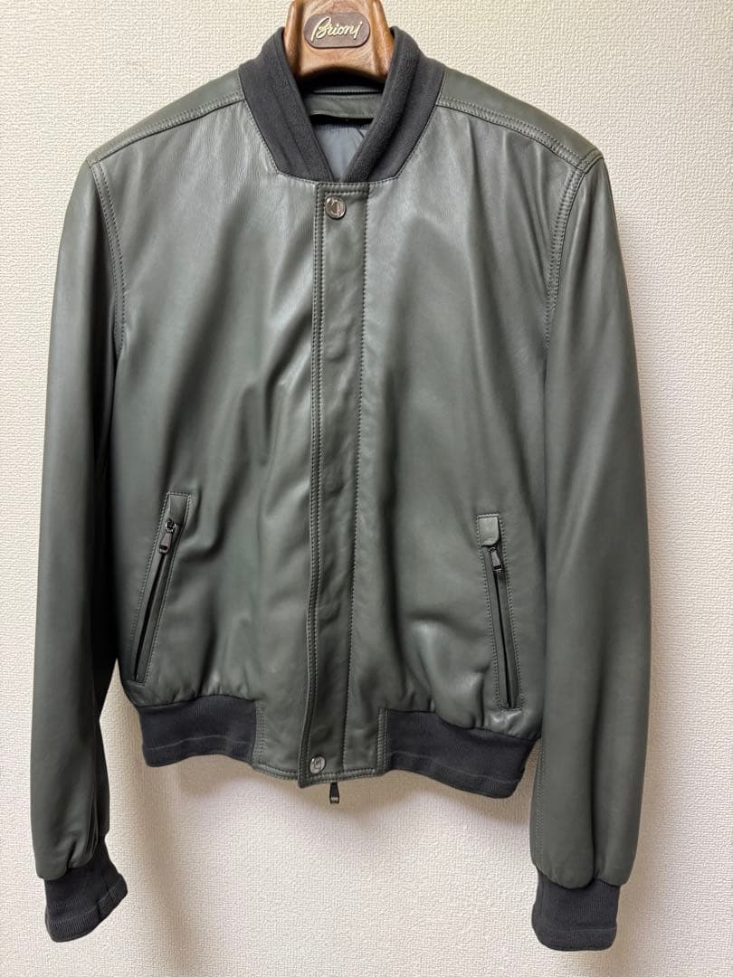 【150万円超級】ブリオーニ 仔羊革ブルゾン(100%ダウンライナー付) 48