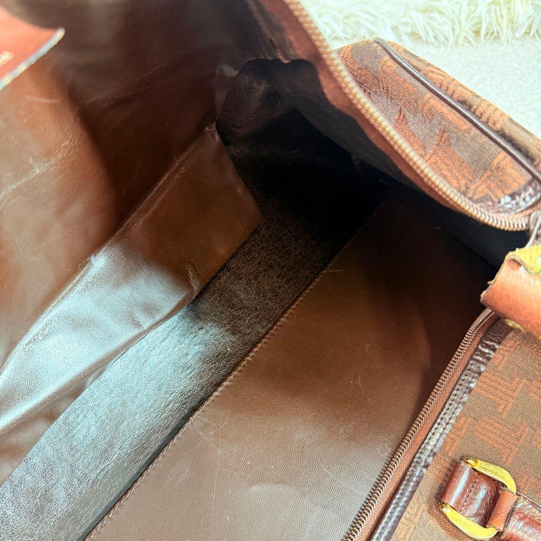 【レア】大容量　ランバン　LANVIN モノグラム　ボストンバッグ　ブラウン